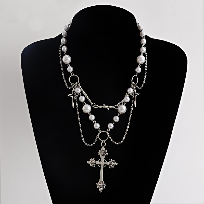 Pearl Choker Necklace Vintage - Punk Haçlar Kolye Kolye Gotik Haçlar