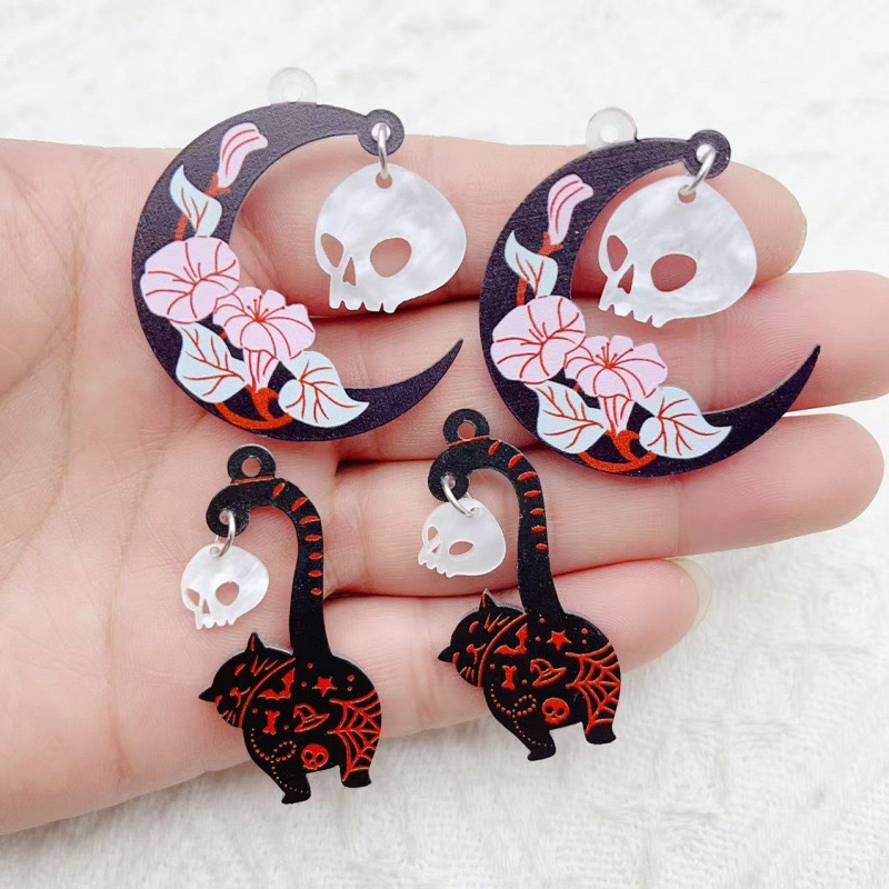 Earrings - 10 adet Cadılar Bayramı Akrilik Hayalet