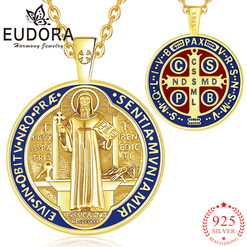 925 Sterling Silver Chain Necklace Men - Eudora 925 Ayar Gümüş Aziz Benedict