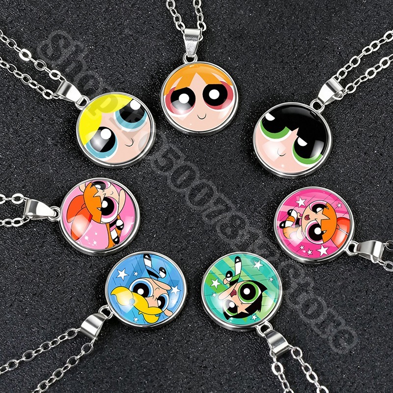 Anime Pendant Necklace - Kawaii Powerpuffs Kız Çocukları Sevimli Kolye