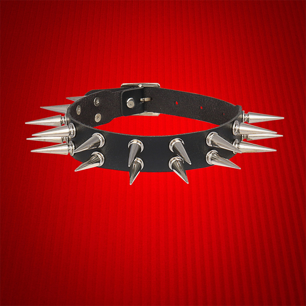 Goth Punk Spike Choker - Uzun Çivili Gerdanlık Kadın Erkek Siyah