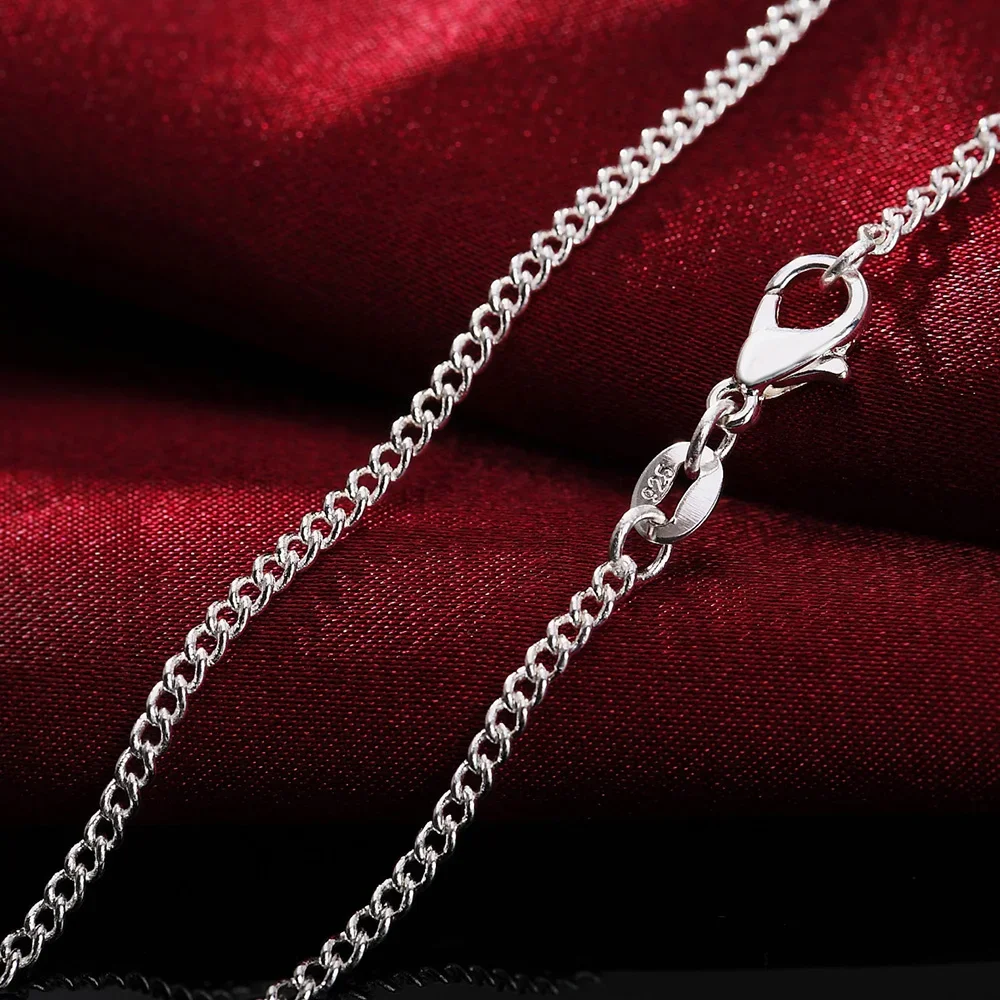 925 Sterling Silver Chain Necklace Men - 40-75cm 925 ayar gümüş klasik 2MM