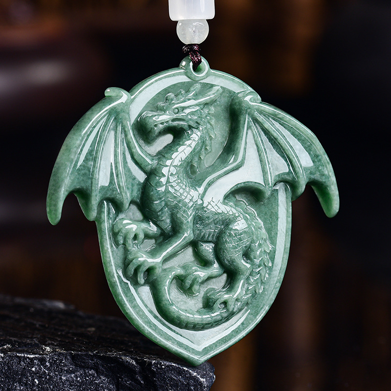 Necklaces - Doğal Birmanya Jadeit Ejderha Kolye Kolye