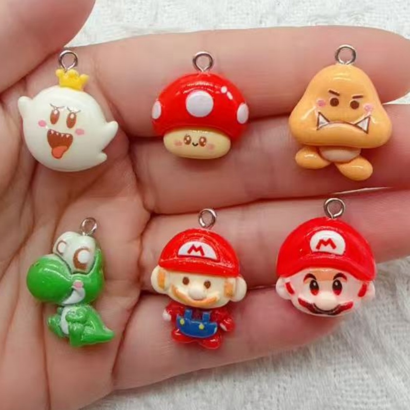 Earrings - 10 adet reçine karikatür kolye ucu,