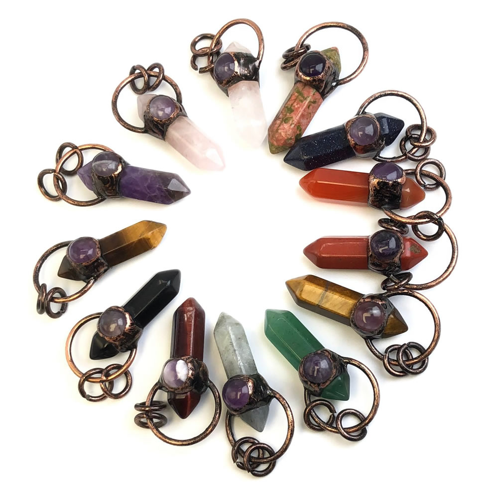 Crystal Pendant Necklace Natural Stone - Doğal Taş Kristal Kuvars Kolye Uçları,