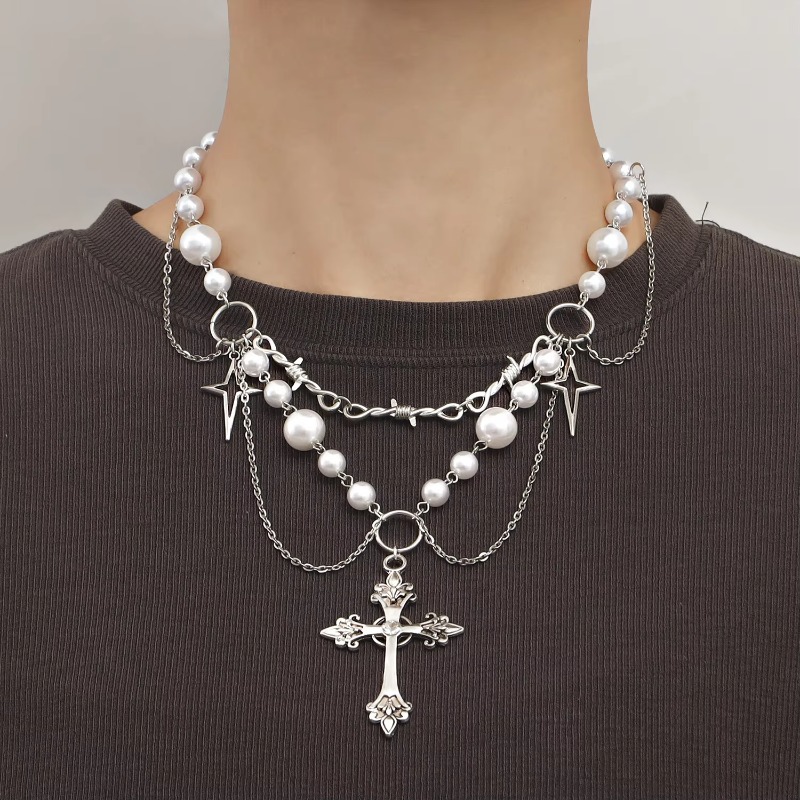Punk Haçlar Kolye Kolye Gotik  - Pearl Choker Necklace Vintage incelemesi ve fiyatı