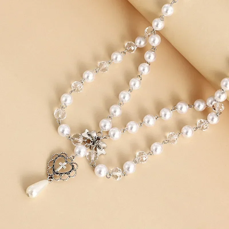 Punk Haçlar Kolye Kolye Gotik  - Pearl Choker Necklace Vintage incelemesi ve fiyatı