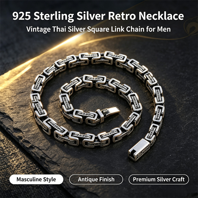 OUYADI 925 Ayar Gümüş Retro Ta - 925 Sterling Silver Chain Necklace Men incelemesi ve fiyatı