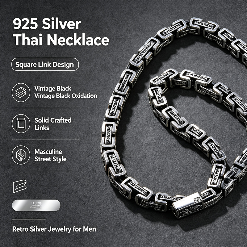 OUYADI 925 Ayar Gümüş Retro Ta - 925 Sterling Silver Chain Necklace Men incelemesi ve fiyatı
