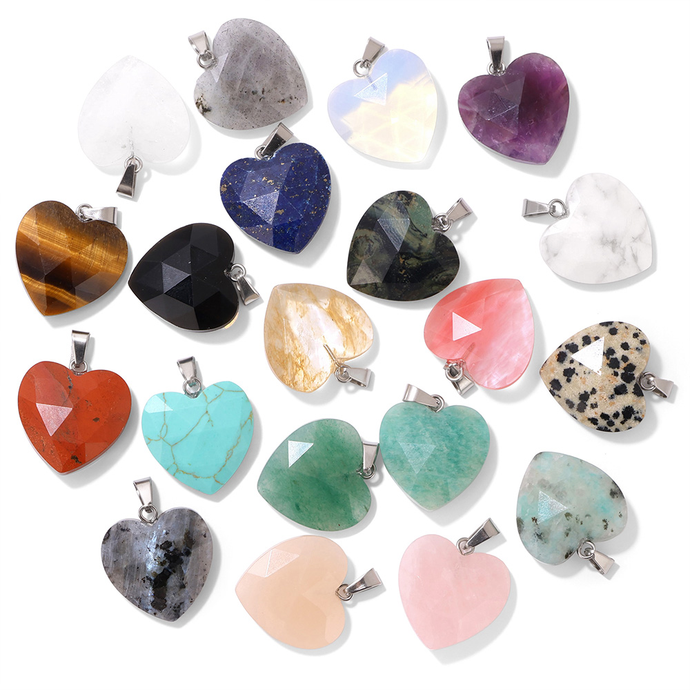 1 adet 20mm yönlü kalp kolye d - Crystal Pendant Necklace Natural Stone incelemesi ve fiyatı