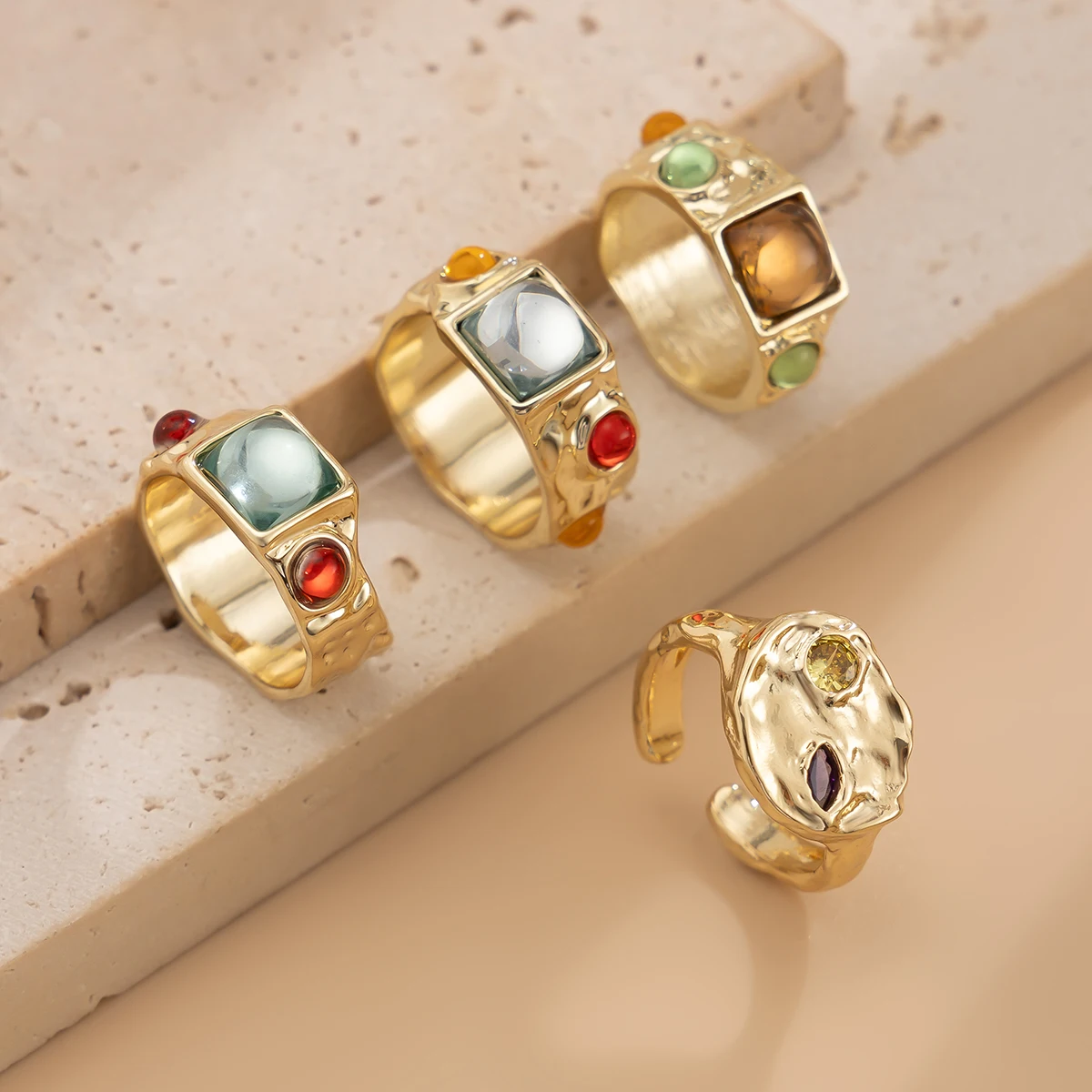 4 adet/takım Vintage Renkli Kr - Vintage Punk Knuckle Rings Set incelemesi ve fiyatı