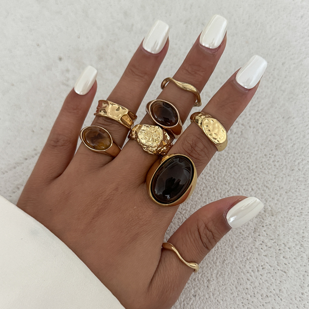 8 adet/takım Vintage Amber Rhi - Vintage Punk Knuckle Rings Set incelemesi ve fiyatı