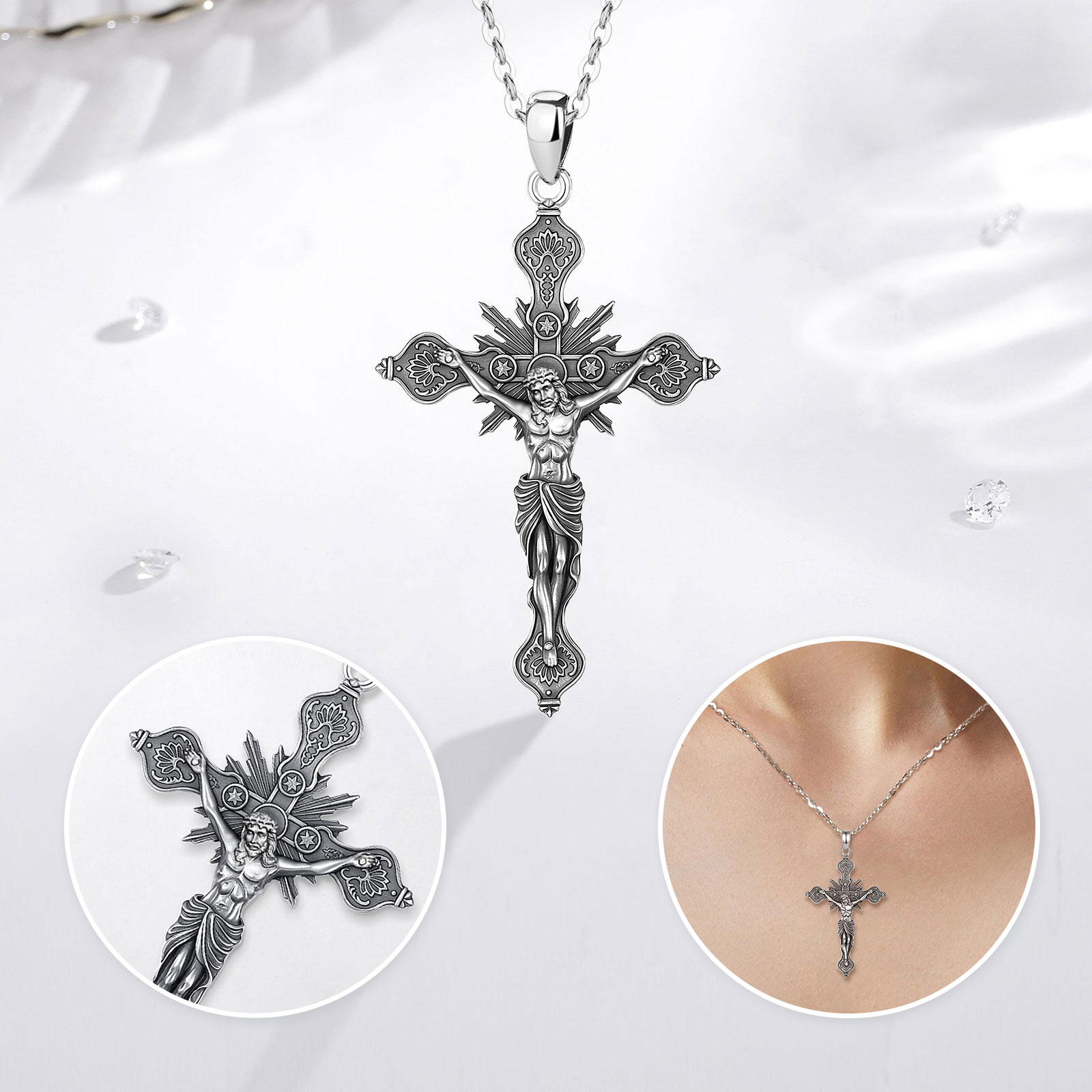 Eudora yeni haç çapraz kolye 9 - 925 Sterling Silver Chain Necklace Men incelemesi ve fiyatı