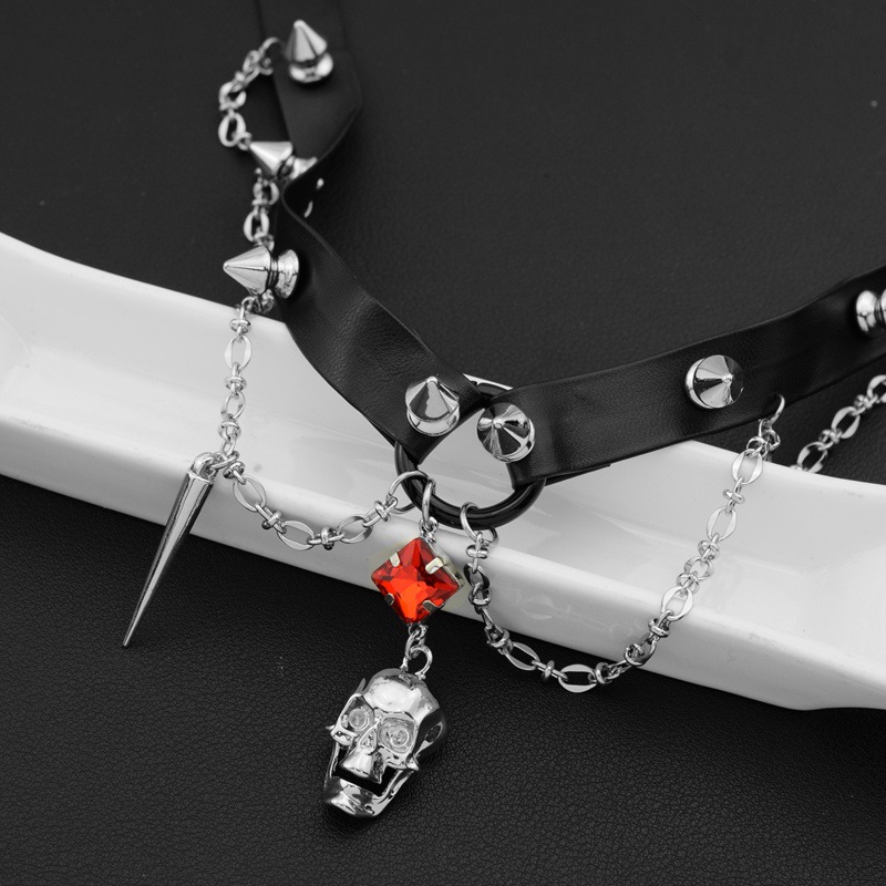 Koyu Kafatası Deri Gerdanlık,  - Goth Punk Spike Choker incelemesi ve fiyatı