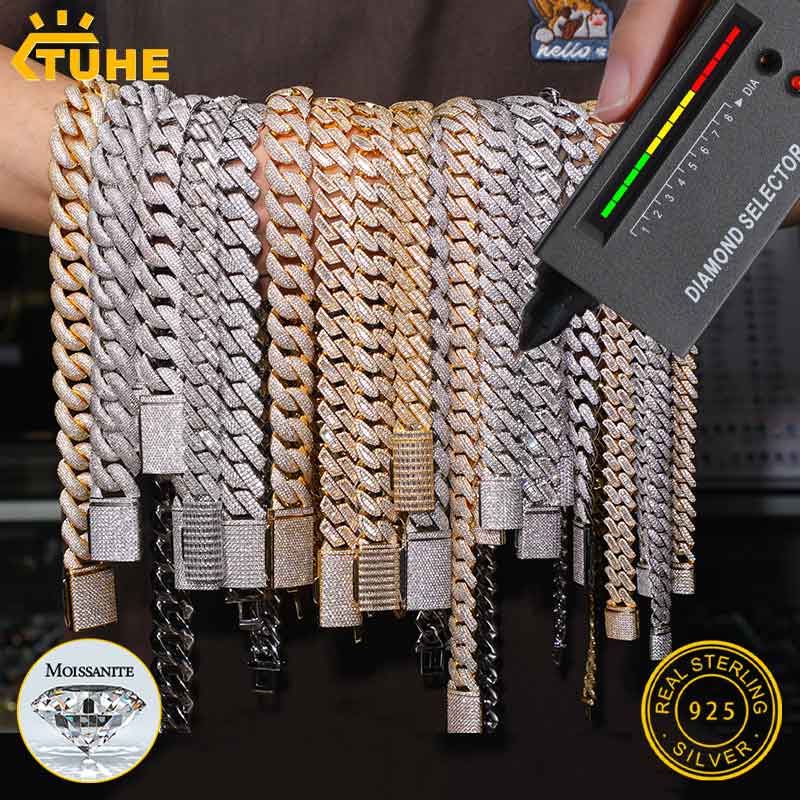 TUHE Unisex D Renk Mozanit Küb - Cuban Link Chain 12Mm incelemesi ve fiyatı