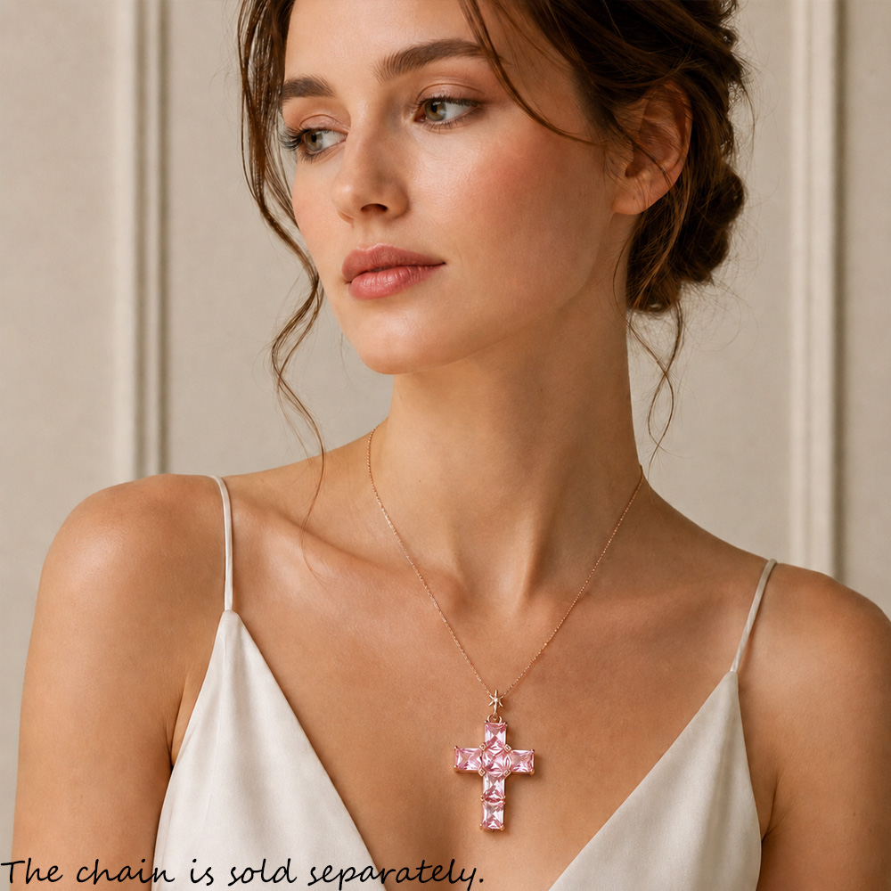 Pembe taşlar ve yıldız ile kol - Cross Pendant Necklace Gold incelemesi ve fiyatı